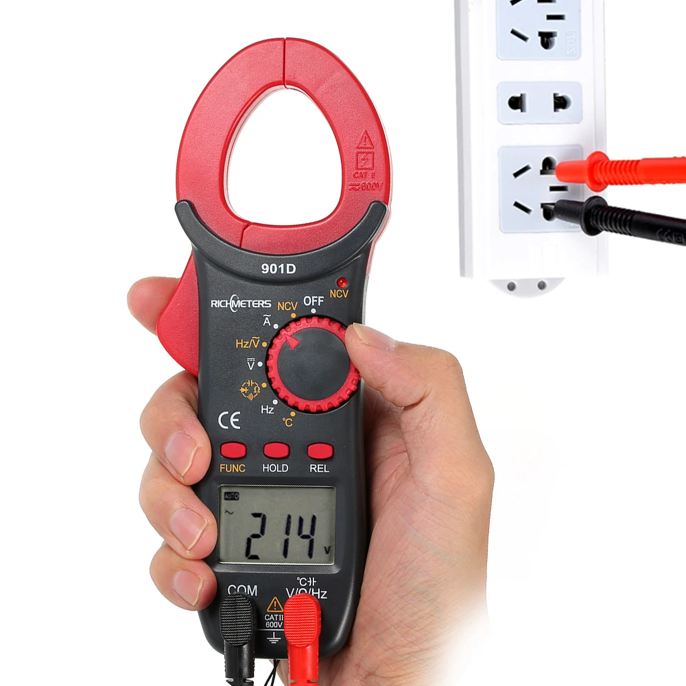 RICHMETERS RM901D цифровой клещи 4000 отсчетов НТС Авто Диапазон ток напряжение метров