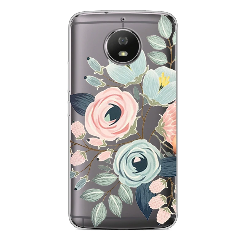 ciciber Phone Case for Motorola Moto G6 G5 G4 G5S M Soft TPU E5 E4 Z2 Z3 C Play Plus Go X4 One Power Back Cover Flower |