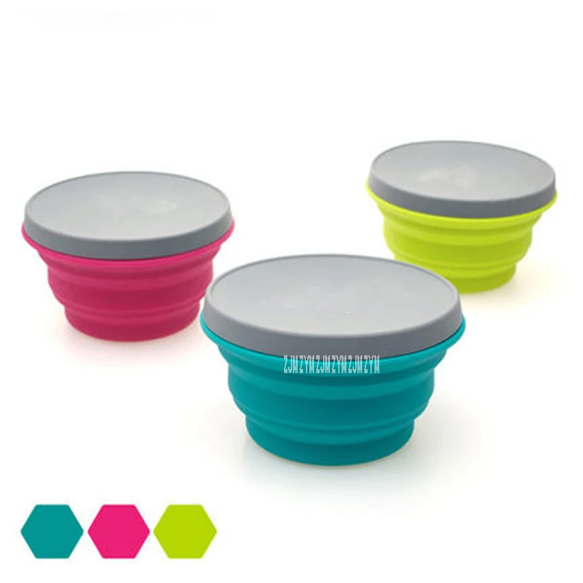 

Portable Silicone Folding Bowl Folding Cup Rinse Cup Outdoor Picnic Tableware Box Bubble Bowl High temperature odorless Green
