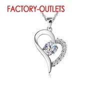 925 sterling silver pendant necklace for decoration fashion romantic style heart shape cz crystal women girls party engagement
