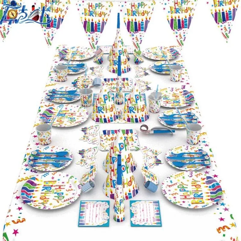 С днем рождения с очаровательным принтом вечерние посуда тарелки салфетки