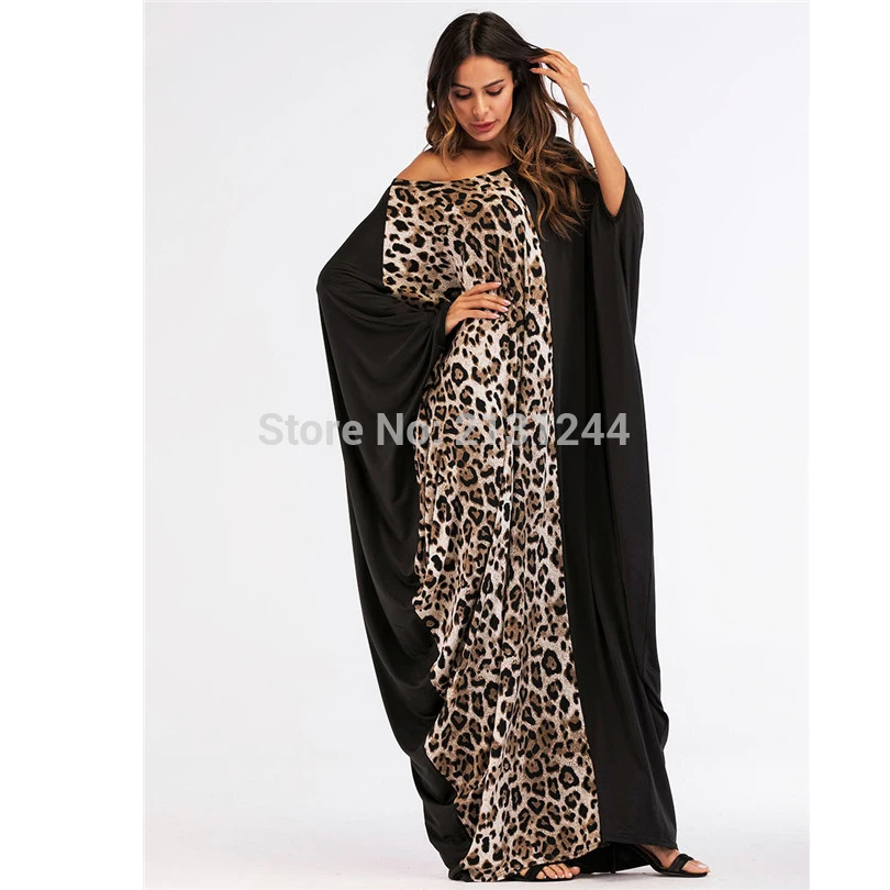 Повседневное леопардовое мусульманское платье макси abaya хлопок Eid свободные