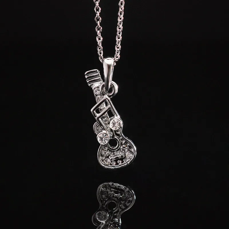 Fine violin note collar mujer for women Anti allergy crystal pendants chain necklace paris saint germain 2019 new accessories | Украшения и