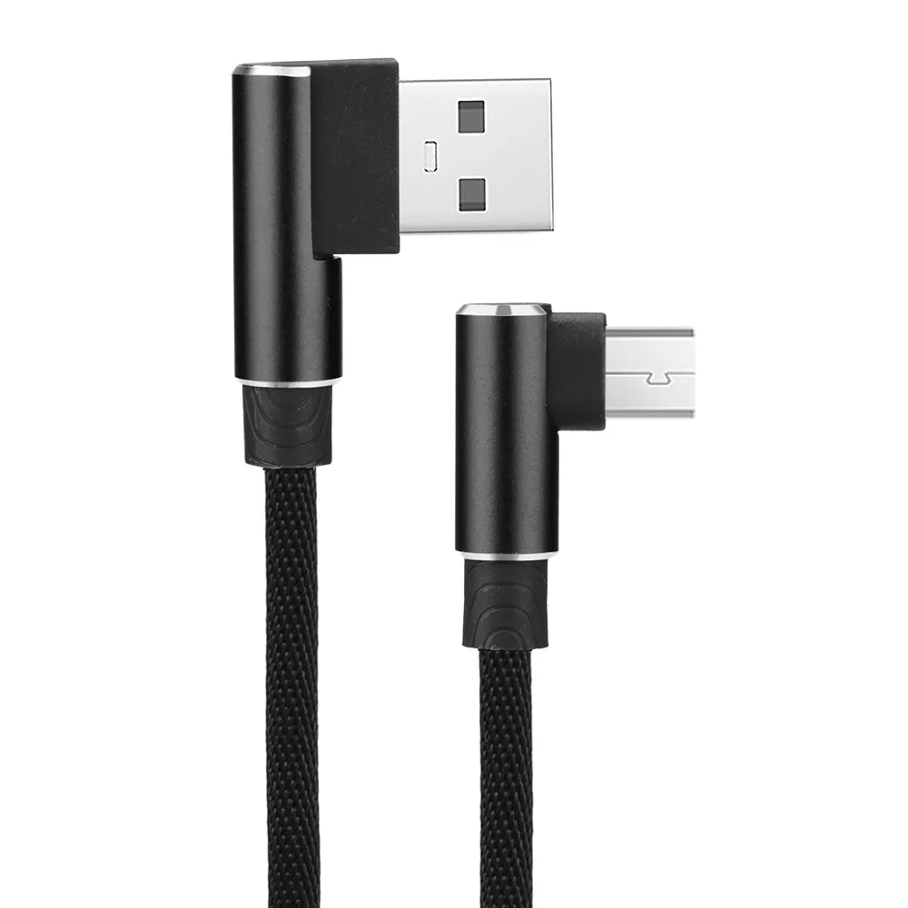 1 м 2 3 90 градусов нейлоновый Плетеный прямой угол micro usb 2a зарядный Угловой кабель
