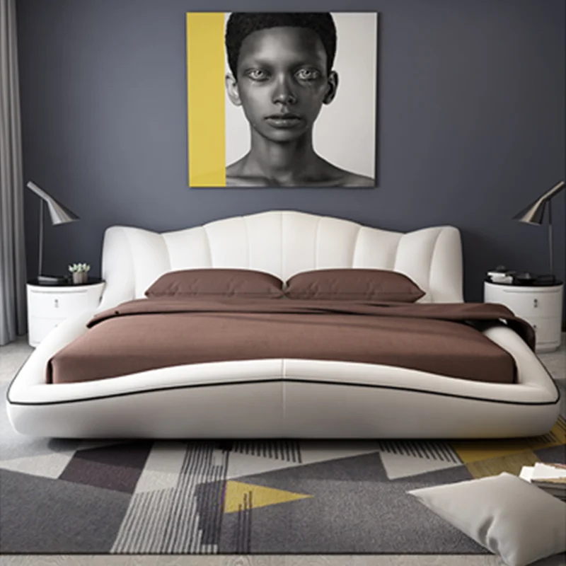 Современная роскошная кровать из натуральной кожи в итальянском стиле|Наборы