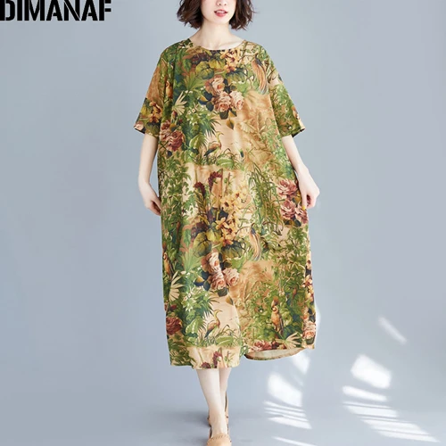 Ben98994CN DIMANAF, женское платье большого размера, летнее, большой размер, пляжный стиль, свободное, для девушек, Vestidos, Повседневное платье с цветочным принтом,, женская одежда, 6XL - Цвет: Ben98994CN