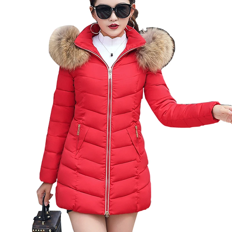 2017 зимняя куртка женская модная хлопковая с длинным рукавом Тонкий fack меховой