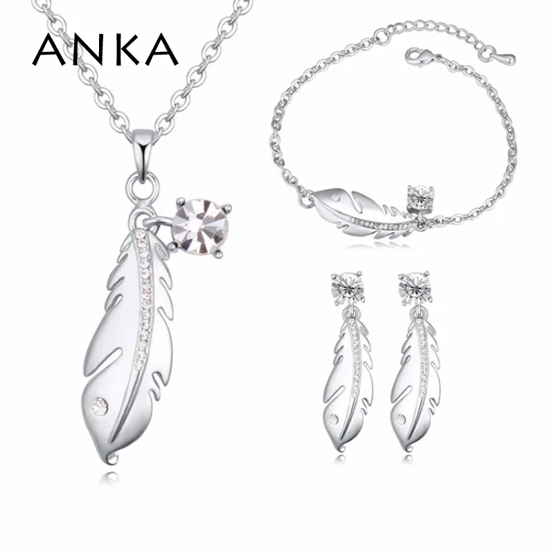 

Подарок на День Матери Свадебные Ювелирные наборы перо кристаллическое ожерелье #116104