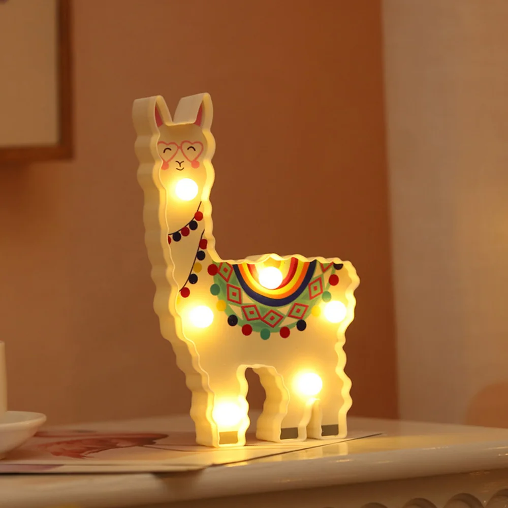 Alpaca 5/6 светодиодов милый прикроватный ночник лампа путь Батарея приведенный в действие подарок для рабочего стола, висящий декоративный светильник Альпака свет единорога Фламинго альпака - Испускаемый цвет: Alpaca