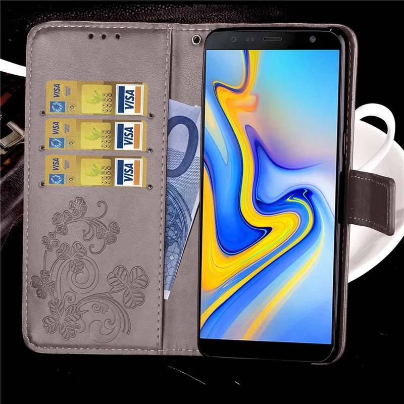 Чехол книжка для Samsung Galaxy J6 2018 J 6 Plus J600FN чехол телефона из кожи и силикона в ретро