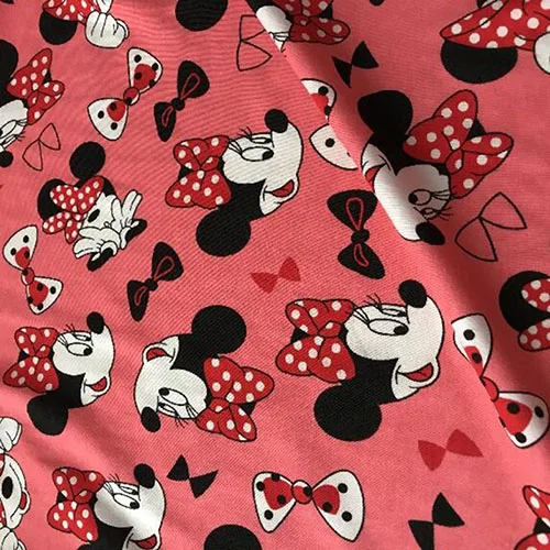 red 168cmx50cm 3 цвета, трикотаж Минни, трикотаж, хлопок/лайкра, ткань Минни, красный галстук, ткань с принтом, швейный материал, платье для девочек, футболка - Цвет: red 168cmx50cm
