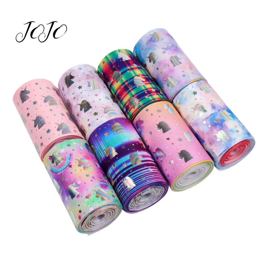 Корсажная лента JOJO BOWS 75 мм 2y с рисунком единорога и звезды бронзовая для поделок
