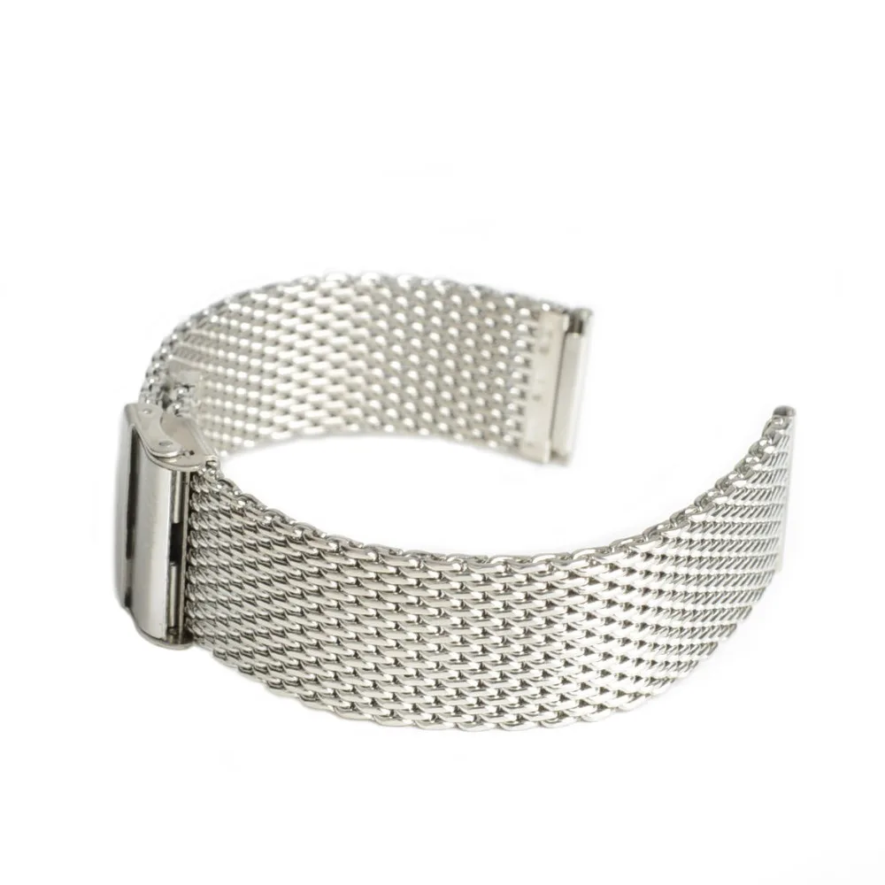 20mm Unisex Double Meshes Stainless Steel Watch Bands Strap Bracelet Safety Buckle Silver Hot Brithday Gift | Наручные часы