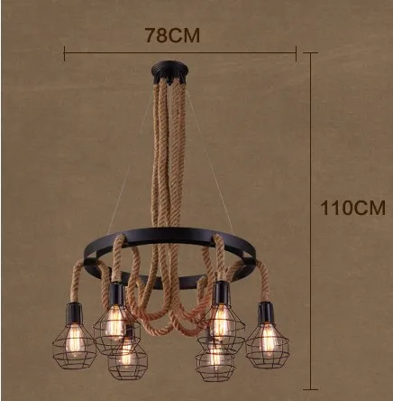 Ретро Лофт стиль пеньковая веревка Droplight Эдисон подвесные светильники винтажное