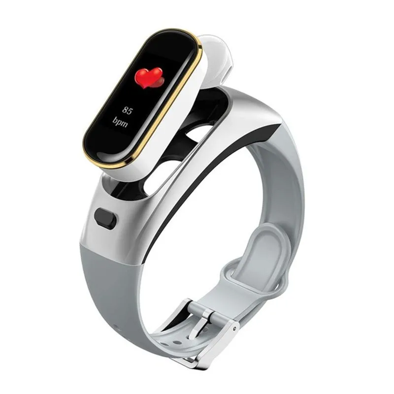 H109 Talkband умный браслет беспроводной Bluetooth гарнитура вызова для huawei samsung телефон с пульсометром Talk Band PK b5 - Цвет: Серебристый