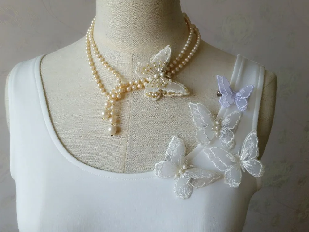 10 шт./лот многоцветные DIY стерео двухслойная кружевная вышивка бабочки