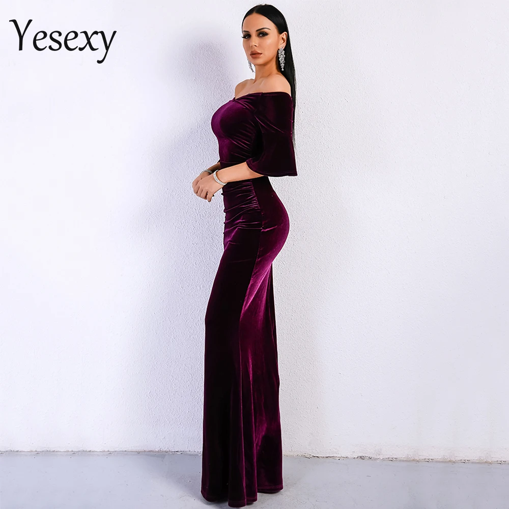 Yesexy 2021 женские сексуальные платья с открытыми плечами и рукавами-колонками