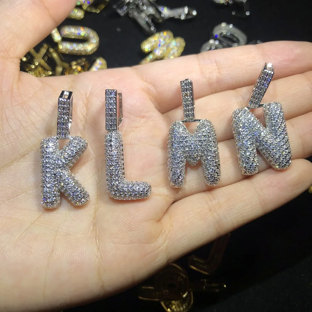 Фианит Bling Bubble Letters кулон Iced Out A Z с первоначальным золотым и серебряным цветом