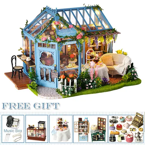 Домик кукольный CUTEBEE «сделай сам», деревянный миниатюрный мини-дом для кукол с садом, для сборки мебели, игрушки для детей, подарок на день рождения