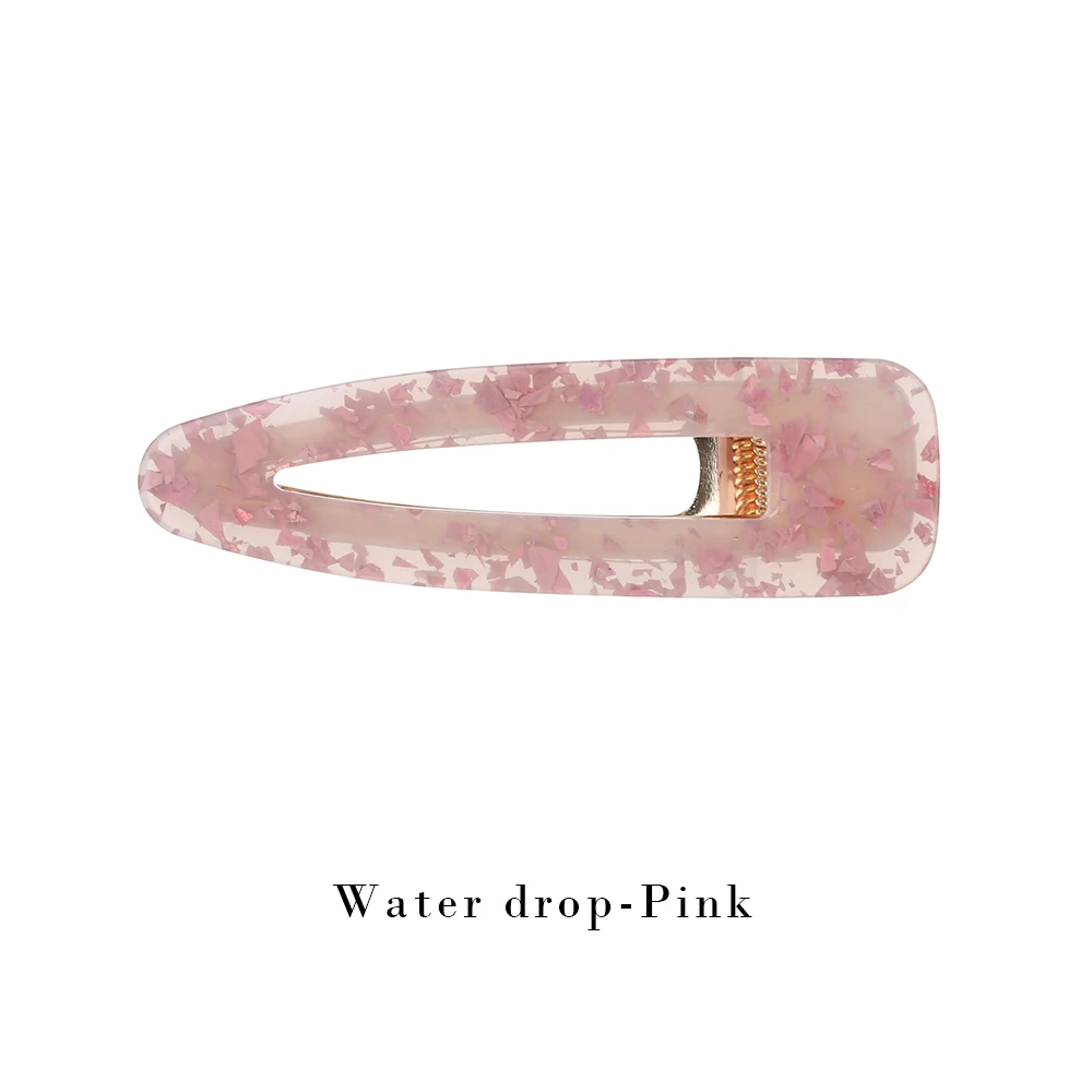 water drop pink Ацетат 1 шт. геометрические прямоугольные заколки для волос шпильки для женщин яркая пудра в горошек заколка для волос аксессуары для волос - Цвет: water drop pink