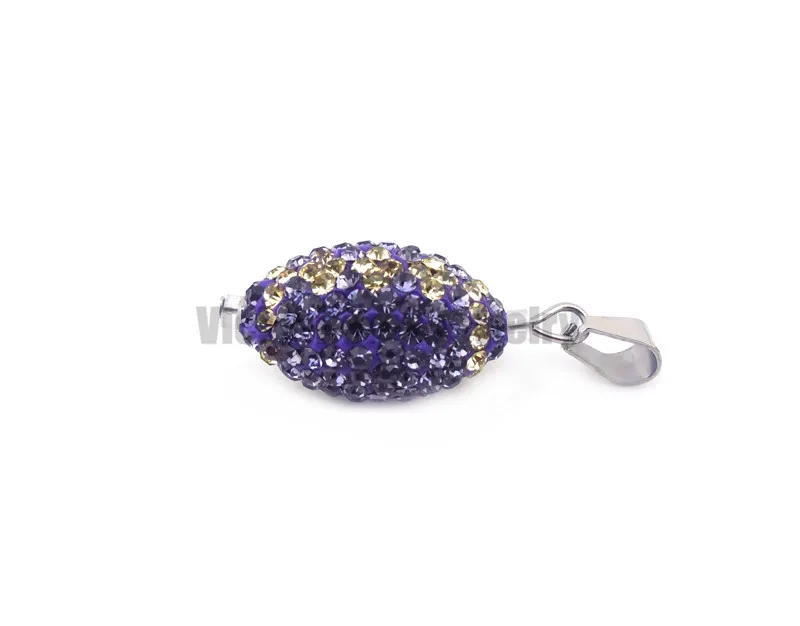 Free shipping Purple and Light yellow Color Crystals Pave ball bead pendant crystal necklace with Stainless Steel | Украшения и