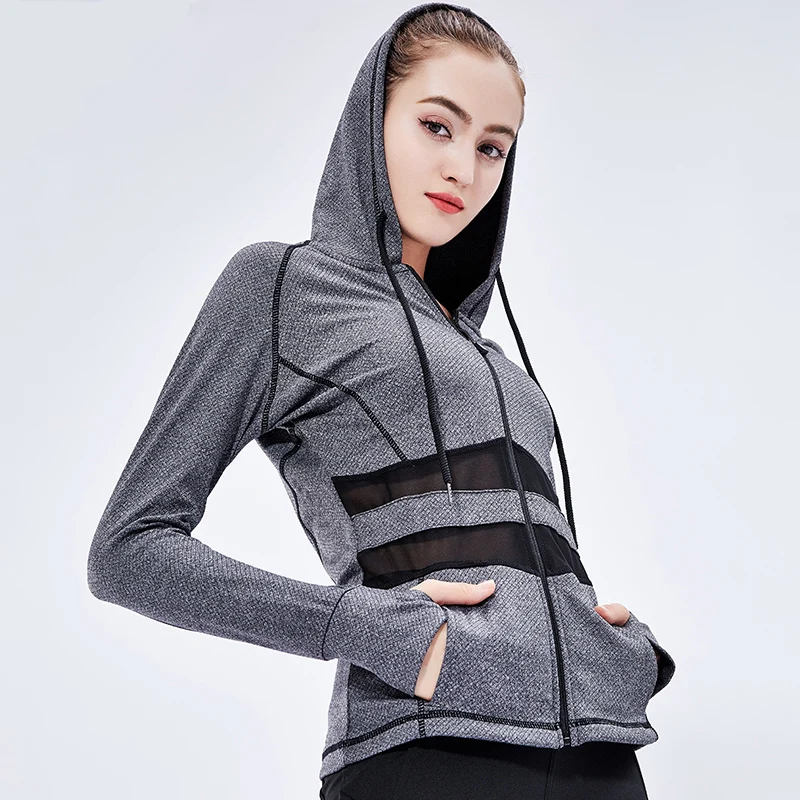 FeelKe Sport Women's Gym Splicing Pullover Zippered Hoodie | Женская одежда