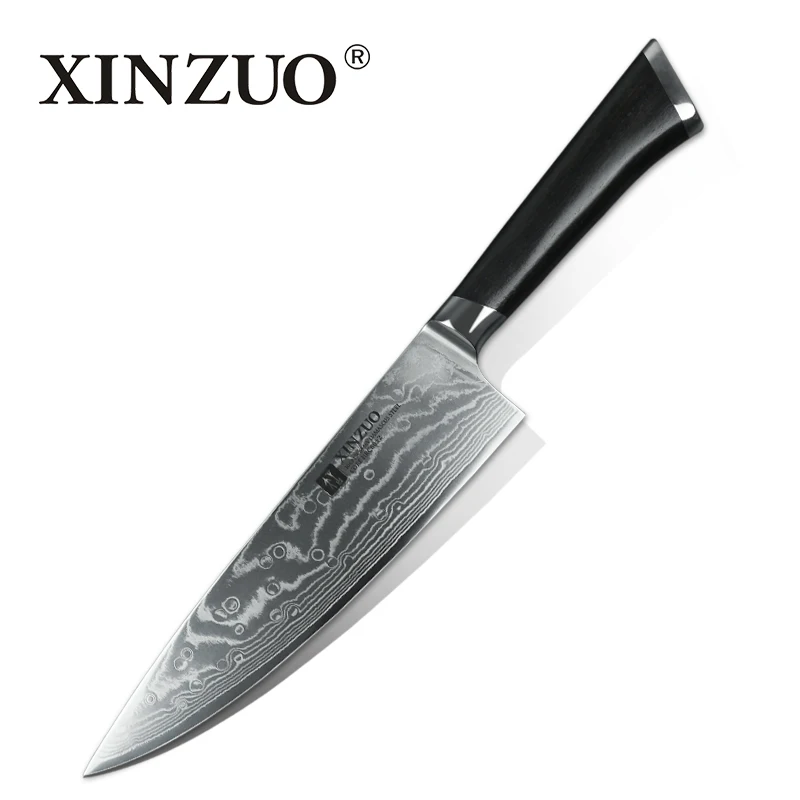 XINZUO 8 дюймов нож шеф-повара 73 слоя японский дамасский кухонный нож кухонный инструмент 62 Hrc резной нож Gyuto Ebony деревянная ручка