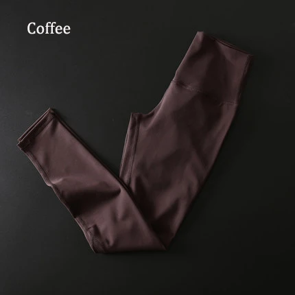 Coffee Супер мягкие обнаженные штаны для йоги и фитнеса для женщин 4-Way эластичные спортивные лосины анти-пот высокая Талия тренажерный зал Спортивные Леггинсы - Цвет: Coffee