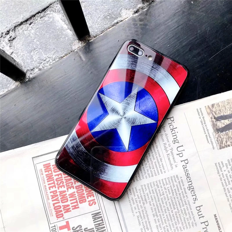 Роскошный стеклянный чехол для iphone 7, 8, X, 10, 6, 6S plus, XR, XS, MAX, 10, защита от падения, Marvel, Мстители, супергерой, Бетман, чехол для телефона