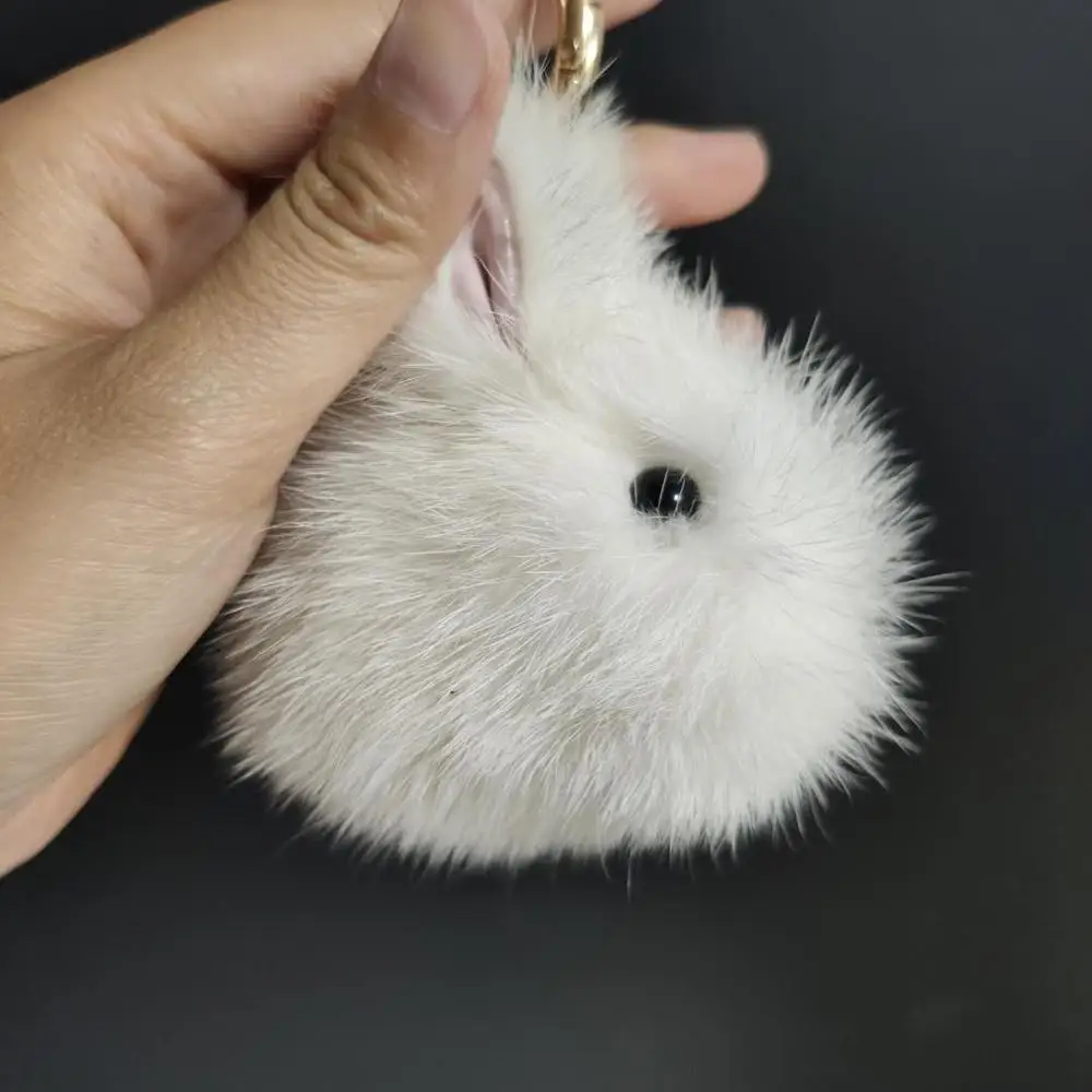 9cm White Magicfur-9 см/6 см натуральный мех норки кролик сумка кошелек автомобиль подвеска брелок телефон Шарм Мини Ctue кролик брелок аксессуары - Цвет: 9cm White