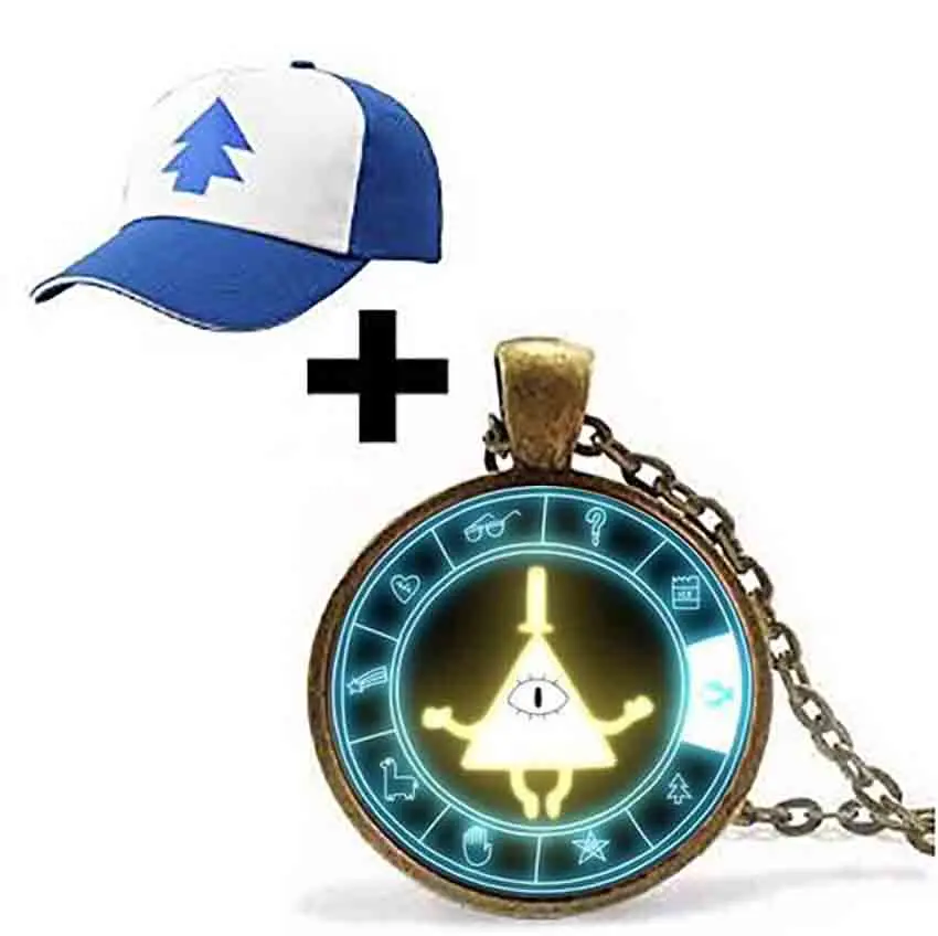 Стимпанк мультфильм mabel pig BILL CIPHER WHEEL friends подарок мужской кулон шляпа ожерелье 1