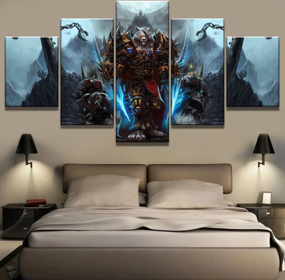 5 шт. в раме художественное искусство Warcraft Wolf Game современные декоративные картины