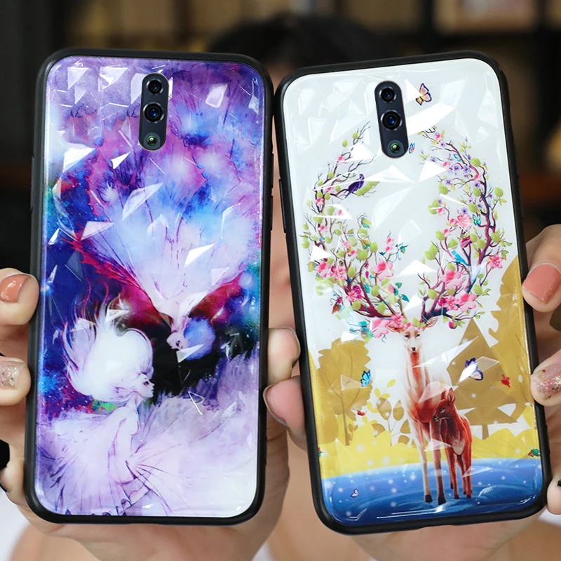 Diamond Tempered Glass Cases For Oppo Reno R17 Pro X23 F9 K1 R11 R9S R11S Plus A59 A57 A83 Coque Back Cover Soft Silicone Shell |