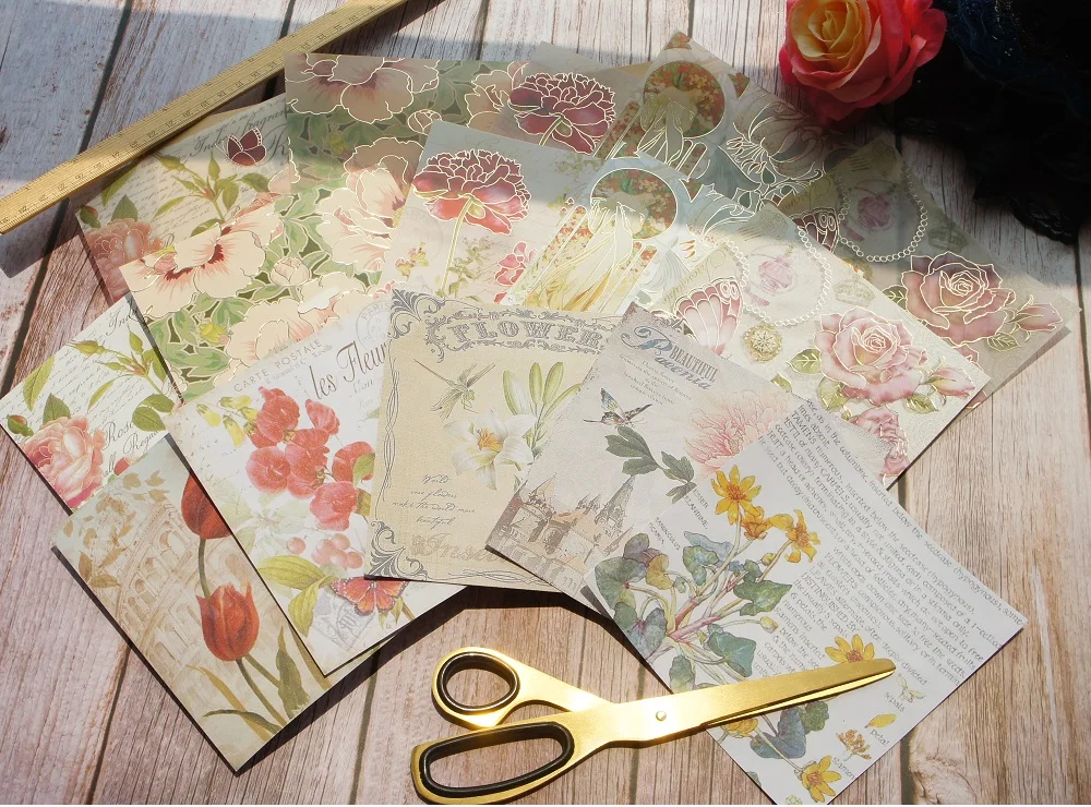 15 листов DIY 15 Стиль 13*13 см Золотой классический сад бабочка Роза пион дизайн крафт бумага Скрапбукинг креативная бумага подарок использование