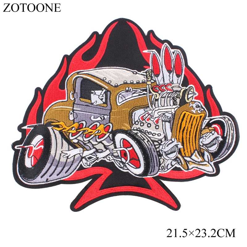 ZOTOONE большое сердце автомобиль огонь панк Рок патч аппликация Железный на мотоцикл вышитые байкерские нашивки для одежды наклейки значки D
