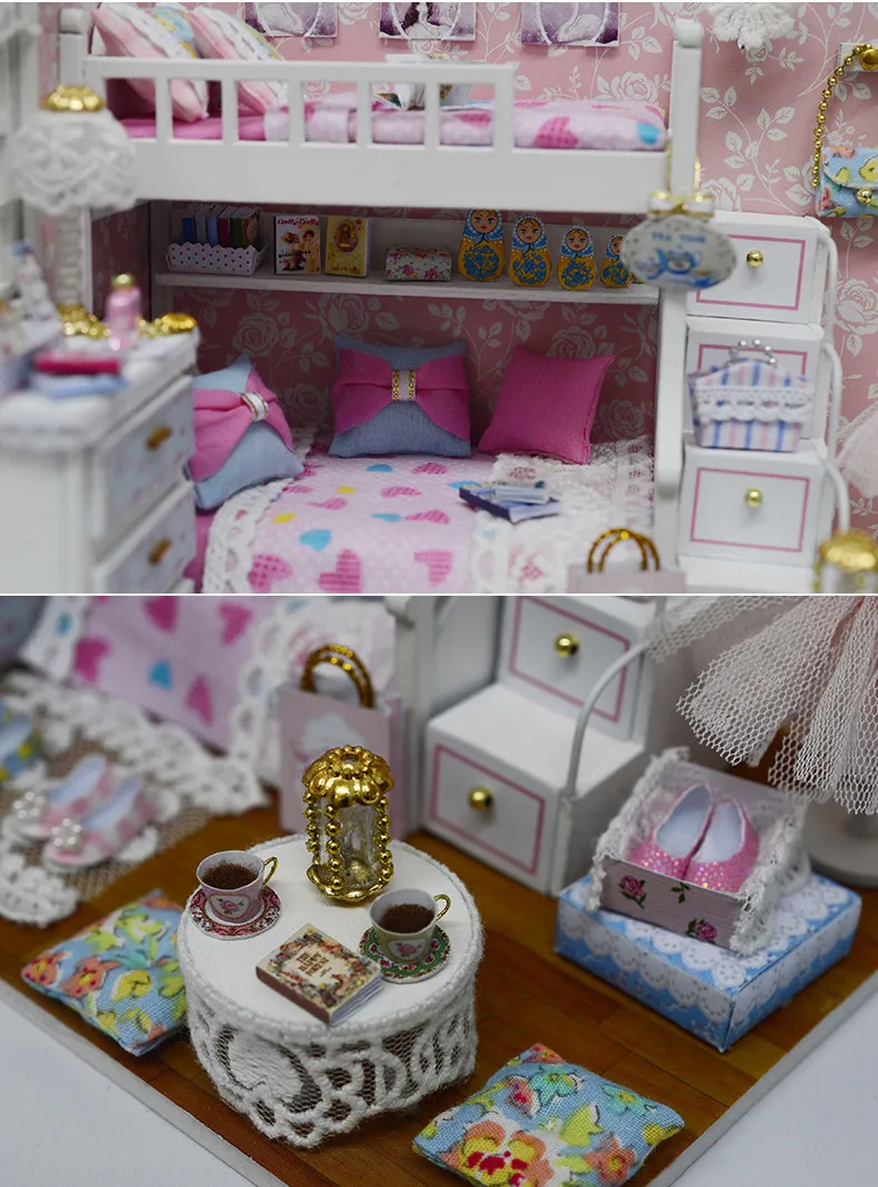 Кукольный дом ручной работы мебель Miniatura Diy кукольные домики миниатюрный кукольный домик деревянные игрушки для детей Взрослые подарок на день рождения H06