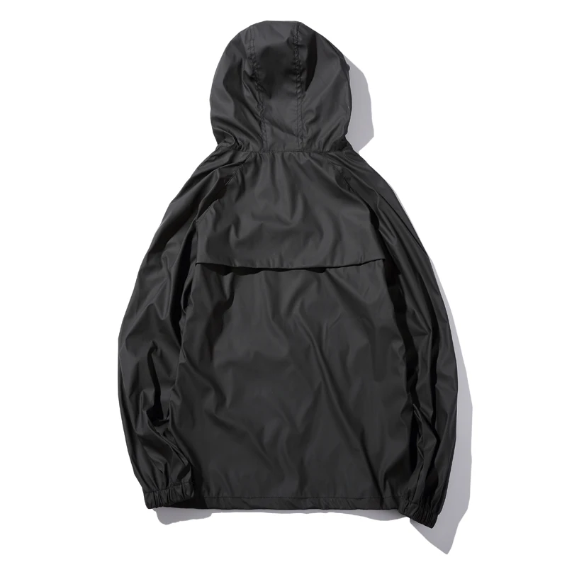 Мужской пуловер с капюшоном Anorak черная непромокаемая толстовка уличная одежда