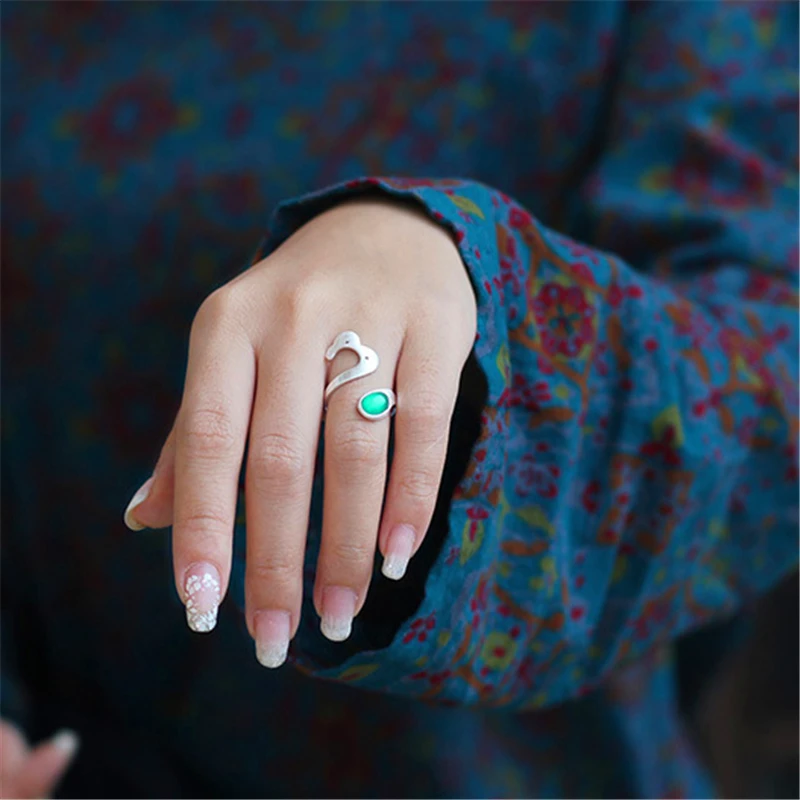 Lotus Fun реальные 925 серебро Природный камень ручной работы Креативный дизайнер