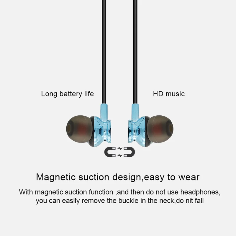 Беспроводные наушники, Bluetooth наушники, магнитная гарнитура с шейным ремешком, спортивные наушники для бега, Bluetooth наушники для iPhone 7 X, Xiaomi наушники