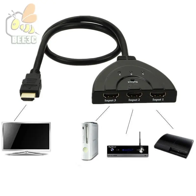 HDMI-совместимый сплиттер sp 1080P 3D переключатель 3 в 1 автоматический гнезда шт. с 50 см