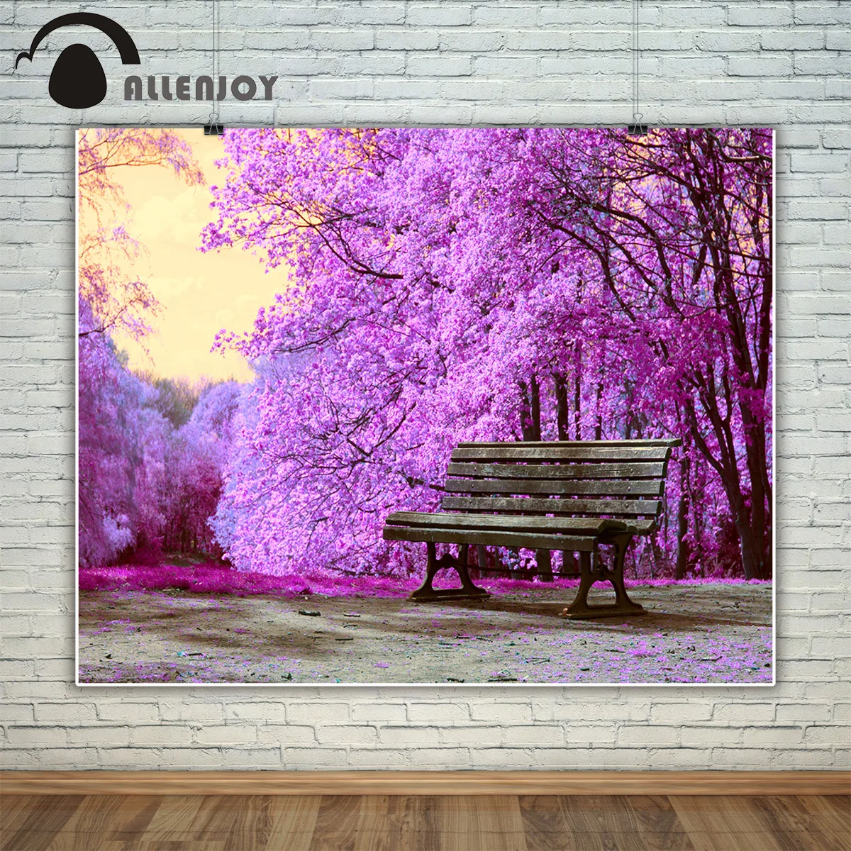 Allenjoy Фон фотографии фантастический с фиолетовым лесом Парковая скамейка