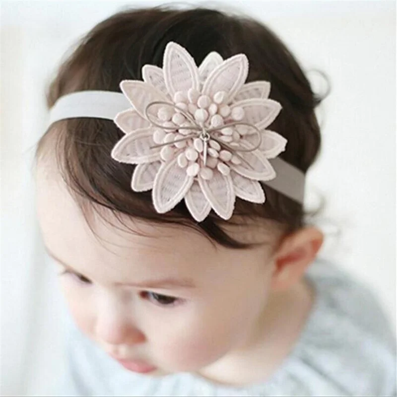 

Модная головная повязка для новорожденных с цветочным принтом для девочек 0-2 лет, эластичные ленты для волос принцессы, милые детские круже...