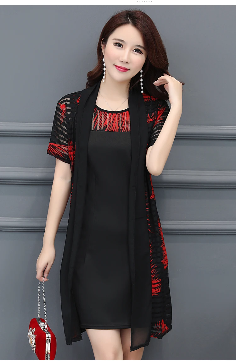 Boho Clothing Print Two Piece Dresses 2019 Retro Women Dress Elegant Robe Plus Size Office Wear Summer Vestidos HJ152 | Женская одежда