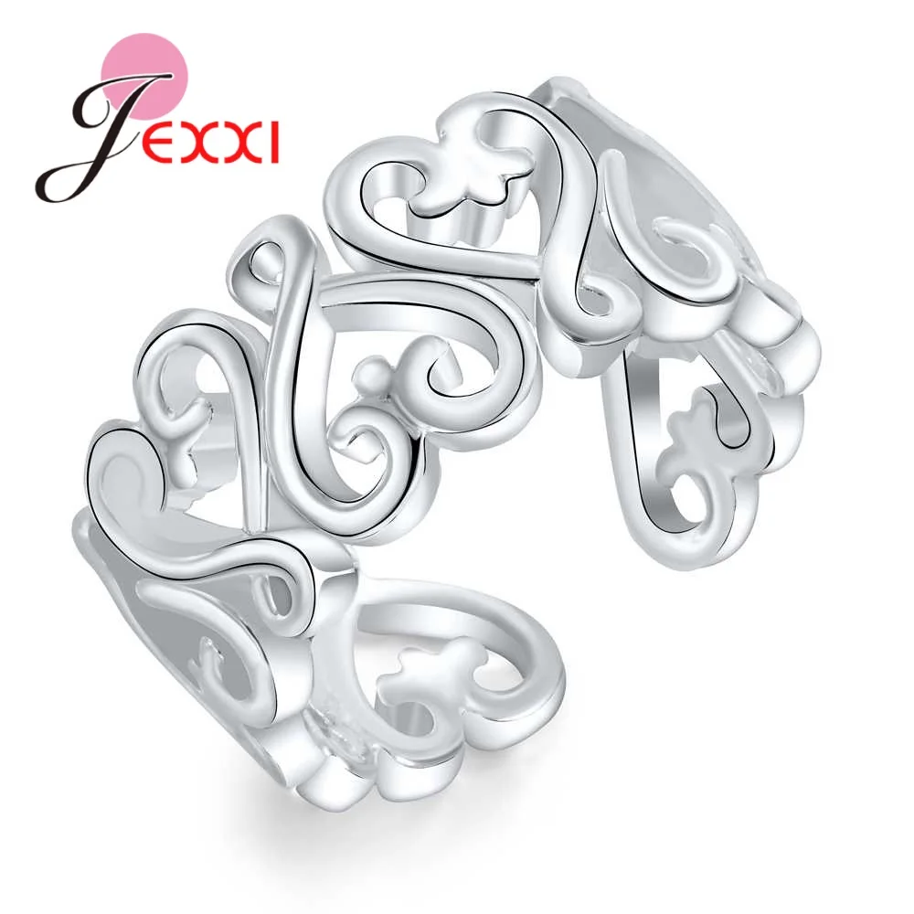 Wholesale Price Wide Hollow Neutral Creative New Design 925 Sterling Silver Opening Rings For Women Man