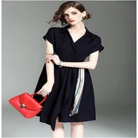 fashion black high quality elegant lady womens summer new v collar irregular dress dress for formal occasions dress elegant