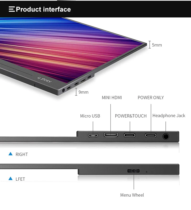 G-STORY 15,6 дюймов ультратонкий сенсорный экран FHD 1080P ips портативный монитор Usb type C Hdmi для ноутбука, телефона, Xbox, переключателя и Ps4