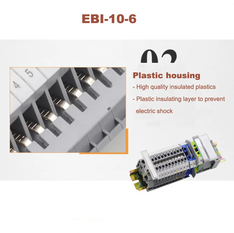 EBI10-6 сторона вставной разъем din-рейку клеммный блок UK2.5B UK5N UDK4 UKK5 UK5-TWIN центр короткого замыкания Соединительная полоска