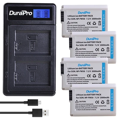 4 Battery Set Комплект из 2 предметов 2000 мА/ч, NP-FW50 NP FW50 Батарея+ ЖК-дисплей Зарядное устройство для sony A6000 NEX-7 NEX 5N F3 NEX-3D NEX-3DW NEX-3K NEX-5C Альфа 7R II Камера - Цвет: 4 Battery Set
