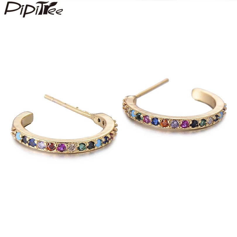 Разноцветные Круглые серьги Pipitree с кубическим цирконием ААА, Классические женские серьги-кольца в стиле хип-хоп, модные ювелирные изделия Brincos