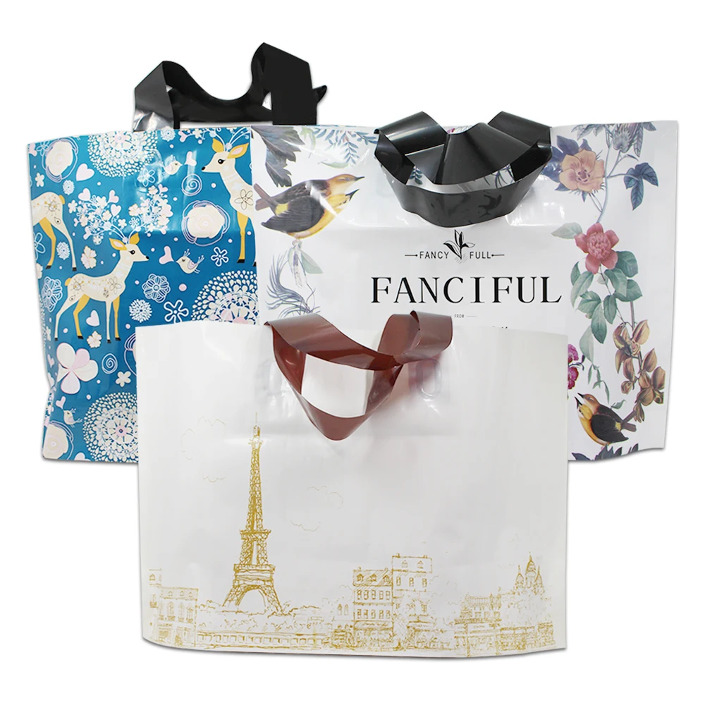 25 шт./лот розничная торговля цветная пластиковая сумка для покупок с ручкой